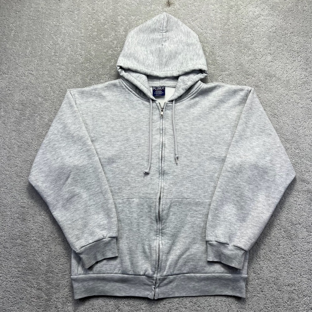 Pluma Hoodie Sweatshirt Mens M Heather Gray Thermal Lined Full Zip Up Casual